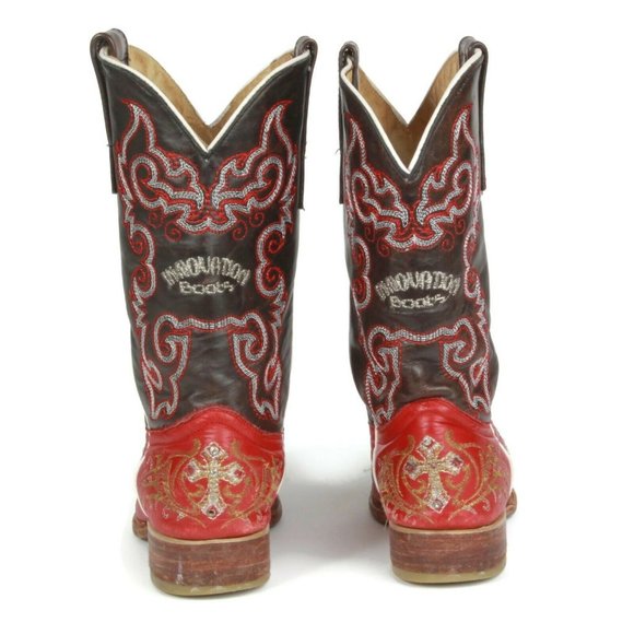 Vintage Western Boots Red Embroidery Innovation Mexico Women's size appx 6.5 / 7 - Picture 6 of 11
